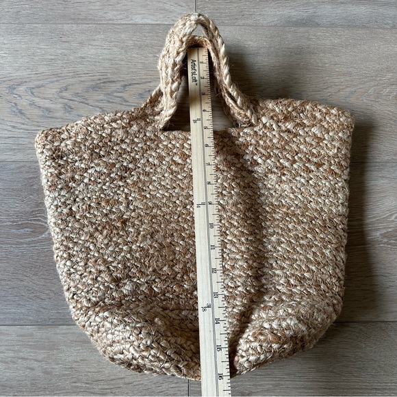 Vintage Jute Woven Tote Farm Bag Natural Woven - Picture 2 of 6